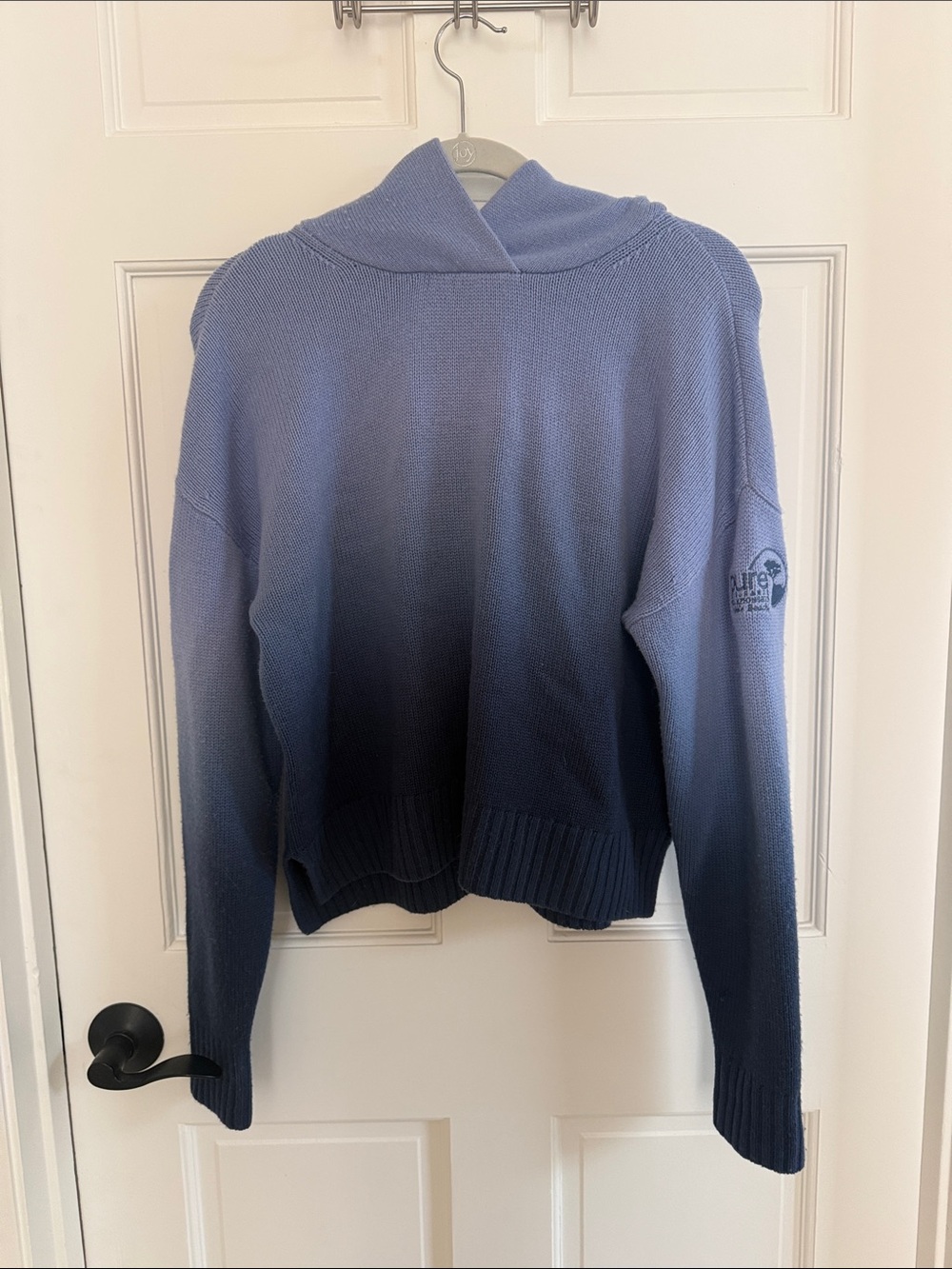 Blue Ombre Hooded Women's Cashmere Sweater